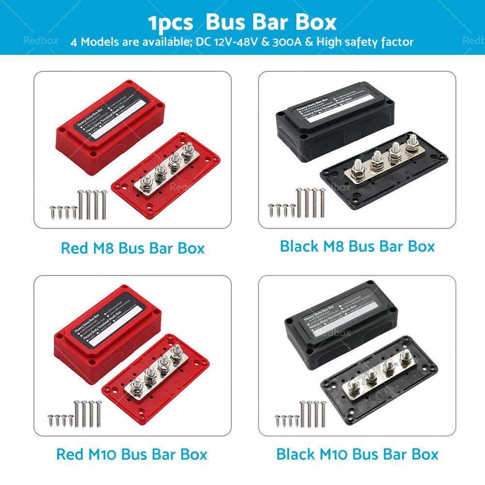 M8 M10 300A DC12V-48V Power Distribution Box Terminal Block for Bus Bar