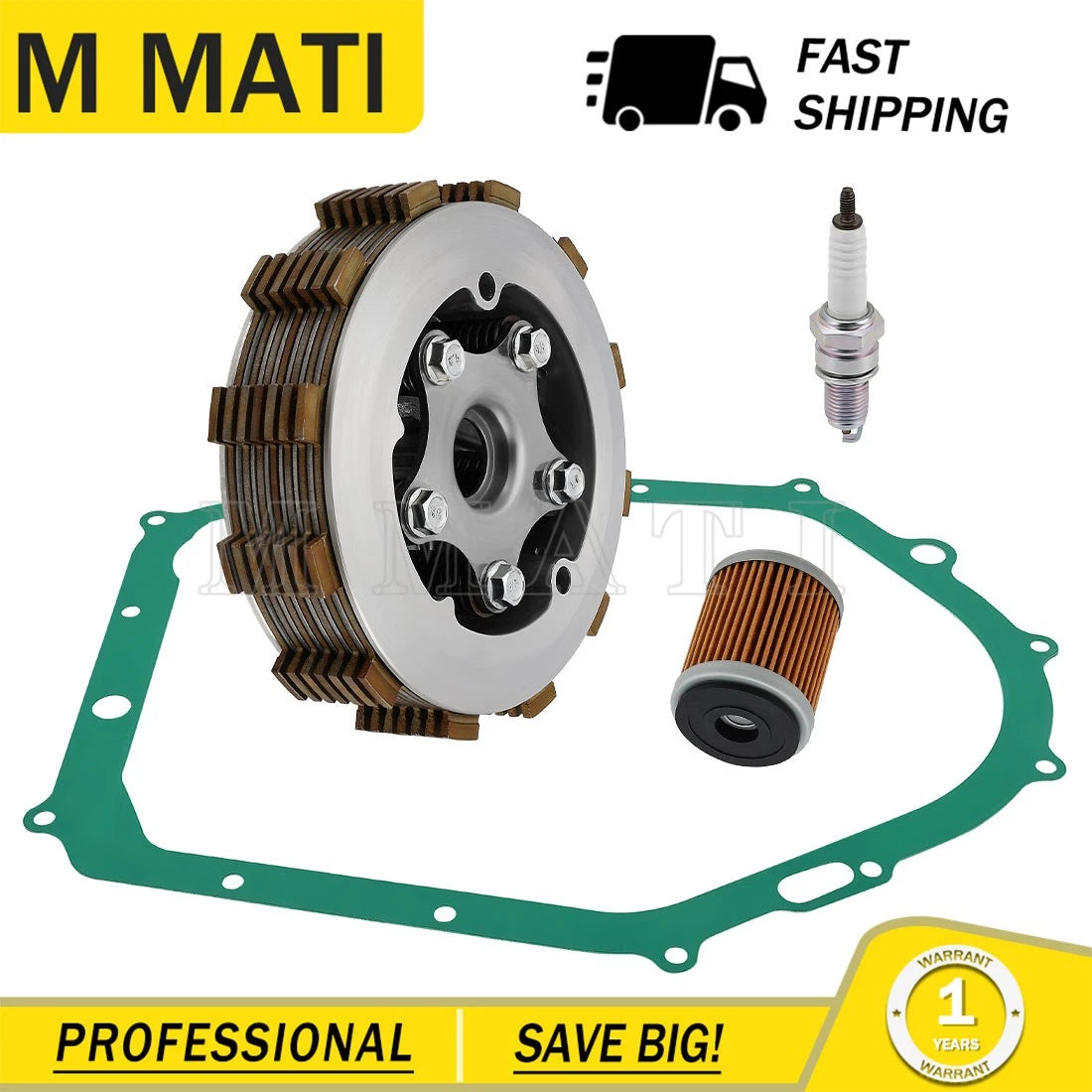 Clutch Assembly & Gasket Kit for Yamaha YFM350 Moto 4 (1987–1995)