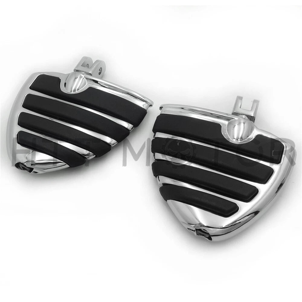 Chrome Wing Mini Floorboards w/ Adapters for Harley FXBB FXBR FXBRS (2018–Later)