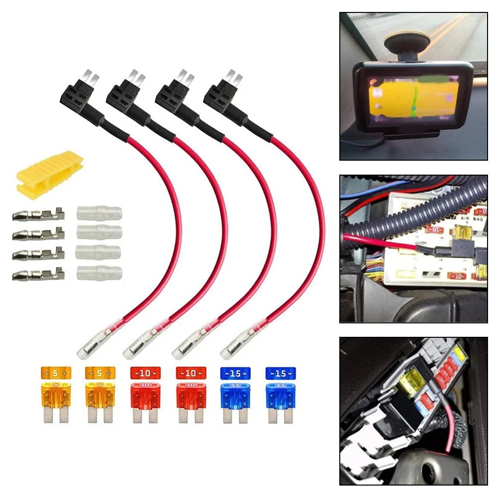 4Pcs Add-A-Circuit Fuse Holder & Wire Harness for Universal Use