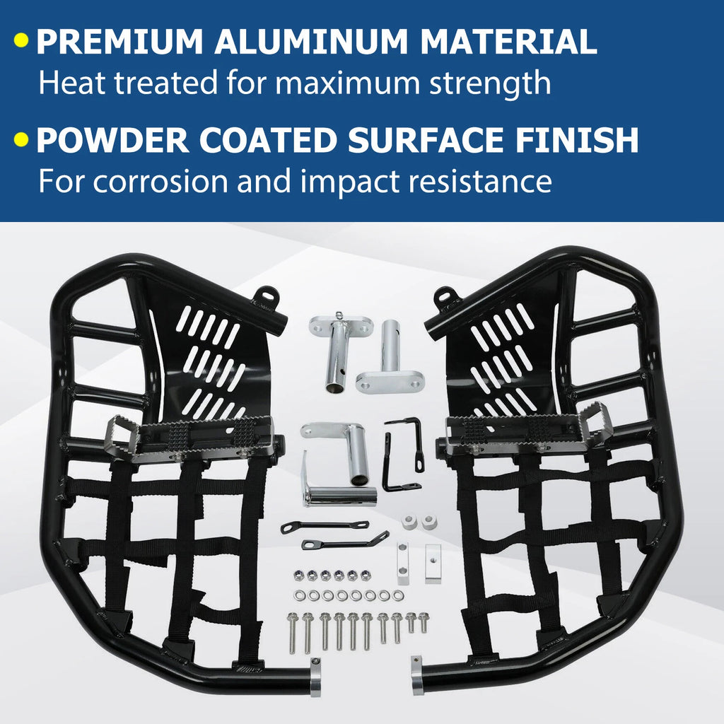 Foot Peg Nerf Bars with Black Nets for Kawasaki KFX450R (2008–2015)