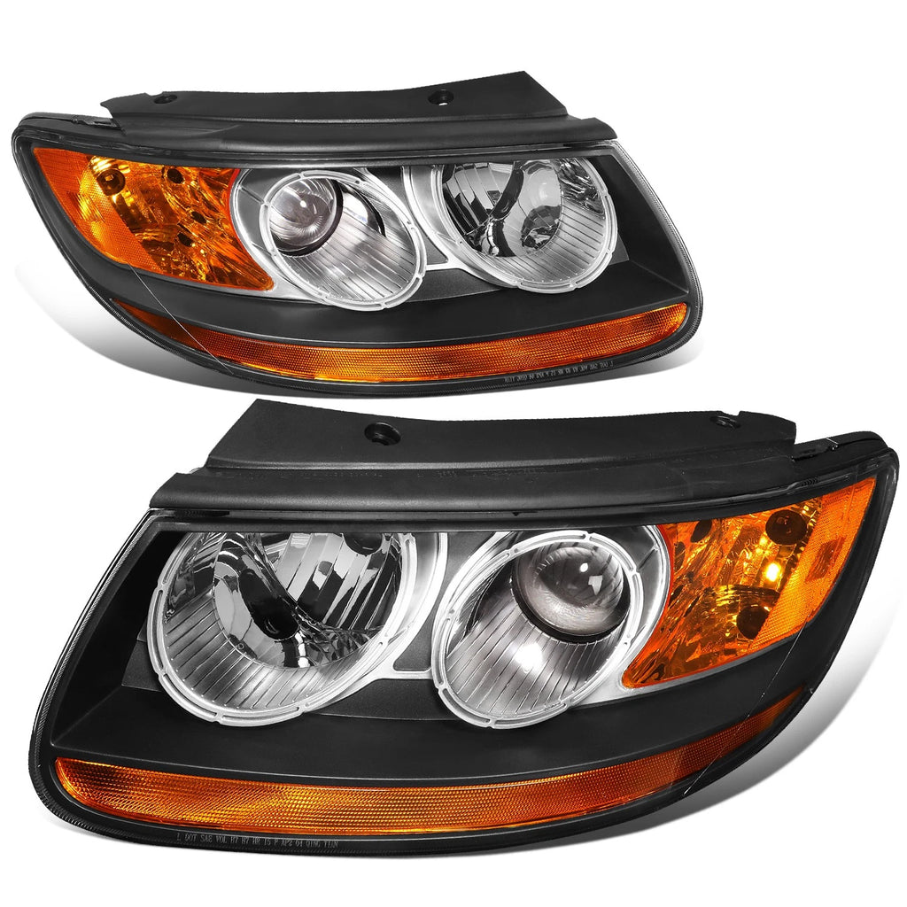 Pair of Black Housing Amber Side Bumper Headlights for Hyundai Santa Fe (2007–2012)