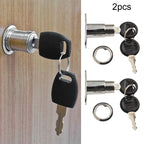 Set of 2 Cabinet Push Plunger-Lock Cylinder Locks for Home Tool