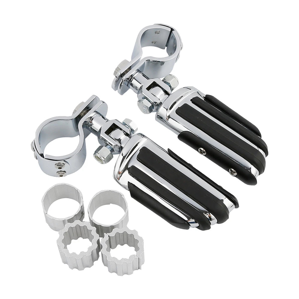 Set of 4 Chrome Adjustable Footpeg Clamps for Harley Street Glide