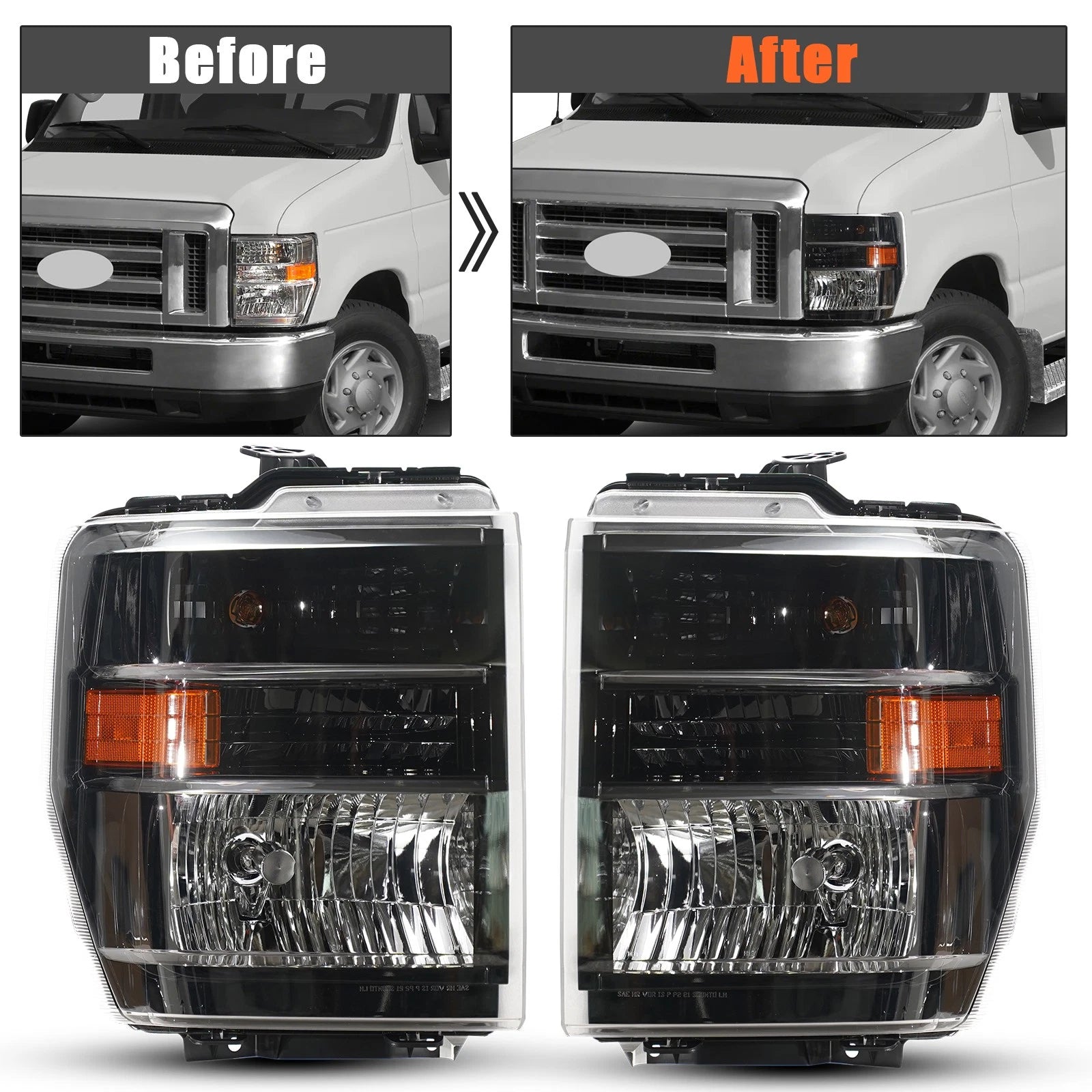 Halogen Headlight Conversion Pair for Ford E-150 E-250 E-350 (2008–2026)
