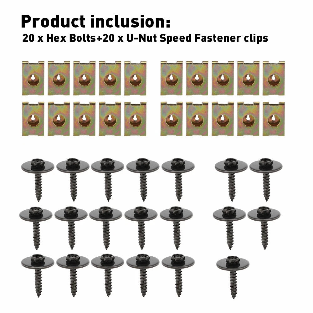40Pcs Engine Splash Shield Hardware for BMW