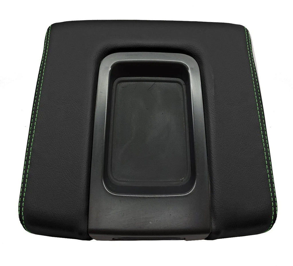 Leather Console Lid Armrest Cover for Chevrolet Silverado (2014–2020) Green Stitch