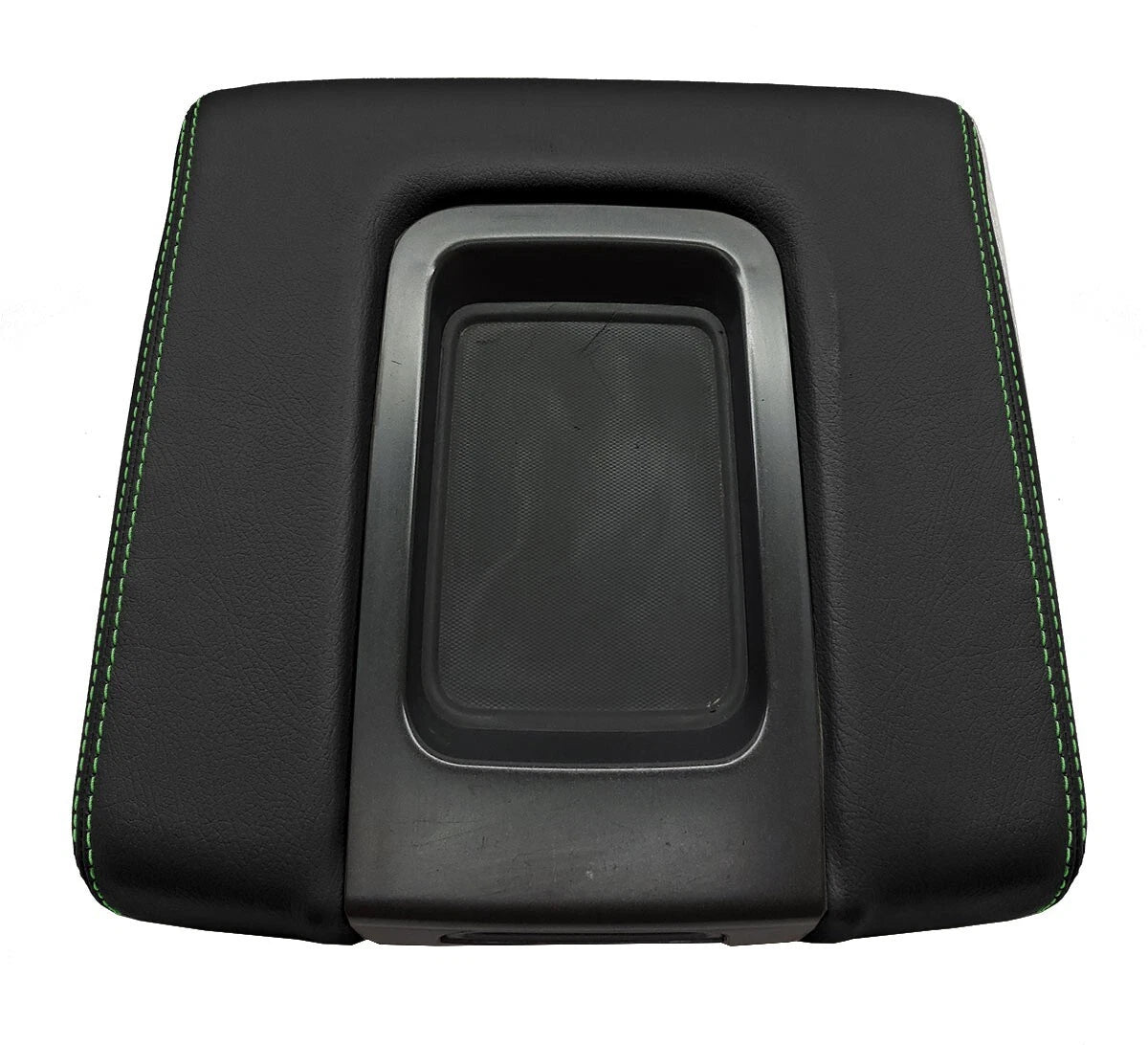 Leather Console Lid Armrest Cover for Chevrolet Silverado (2014–2020) Green Stitch