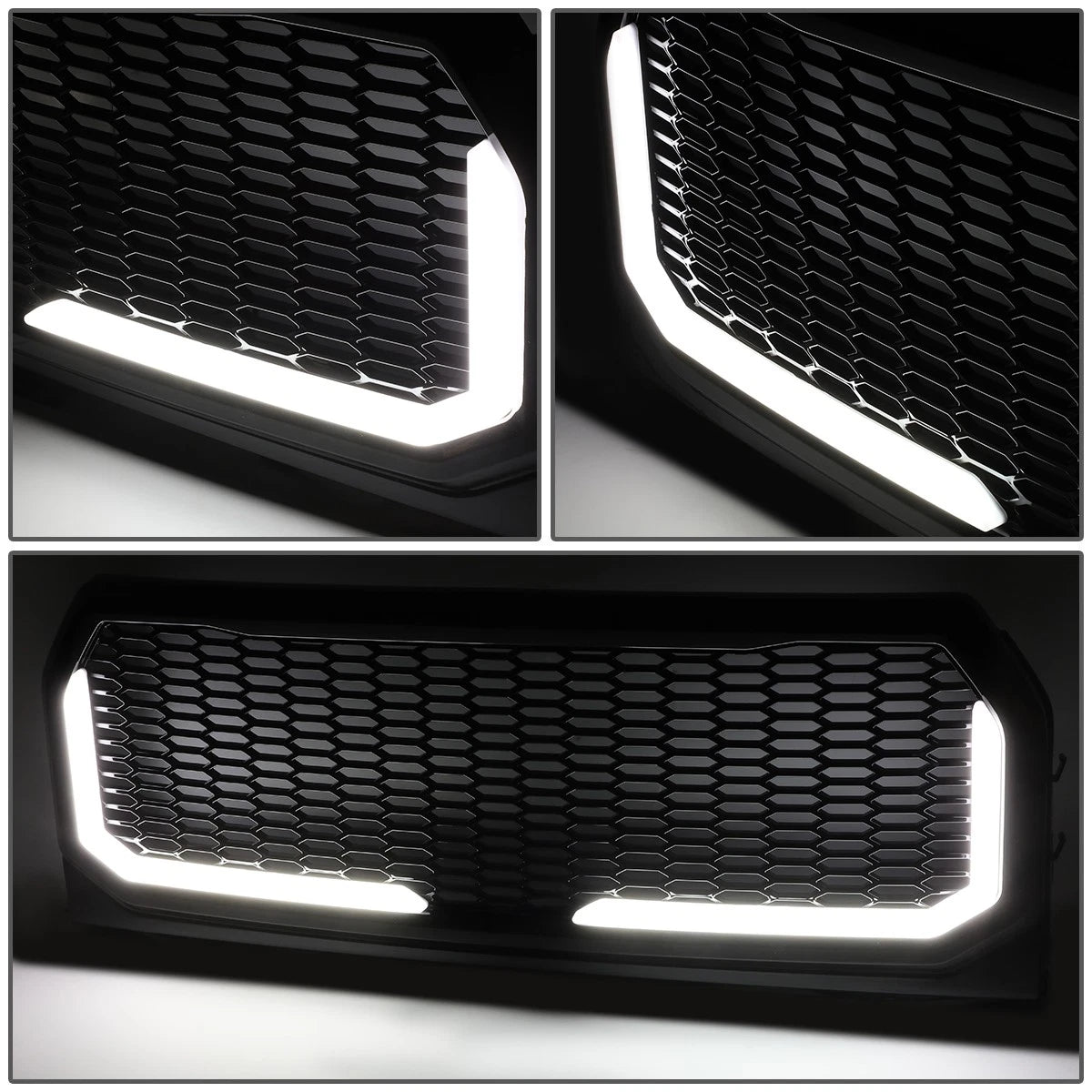 LED Tube Front Bumper Grille for Ford F150 (2015–2017) Honeycomb Mesh