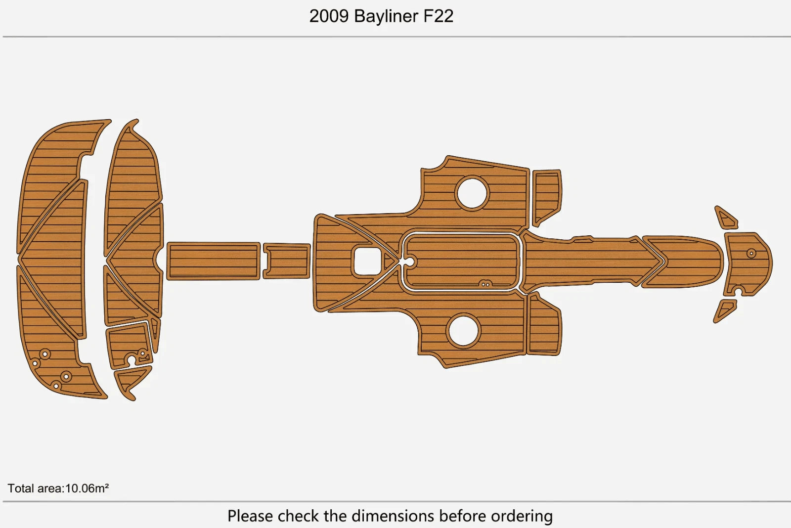 EVA Pads for Bayliner F22 (2009) - Cockpit Swim Platform Teak Deck Flooring