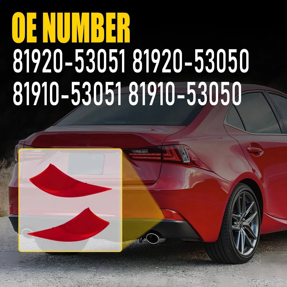 2X Rear Bumper Reflector Light for Lexus IS250 IS350 IS300 (2014–2020)
