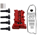 Red Valve Cover + 4 Ignition Coils for Ford Edge Focus 2.0L 2.3L (2012–2018)