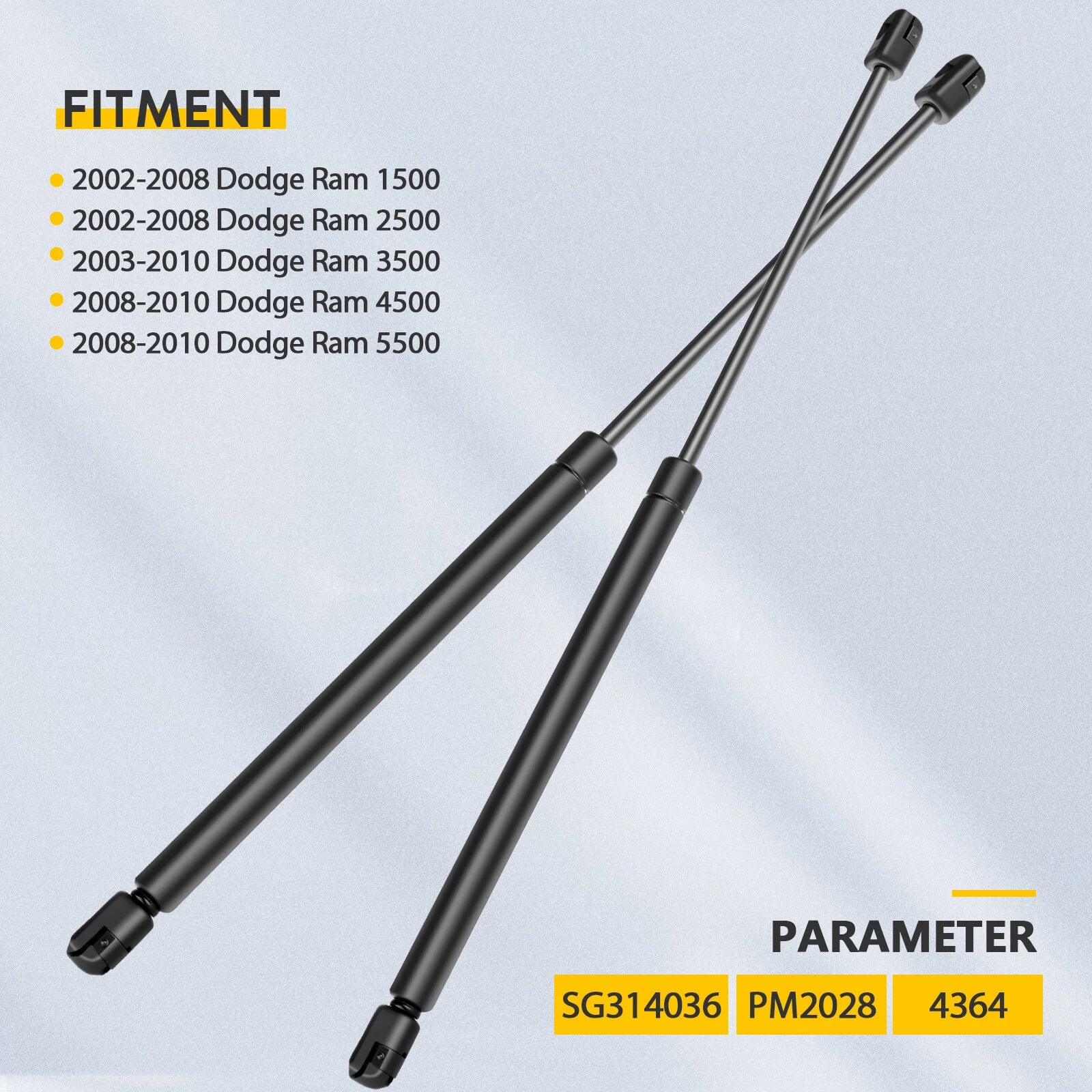 Set of 2 Hood Lift Supports for Dodge Ram 1500 2500 3500