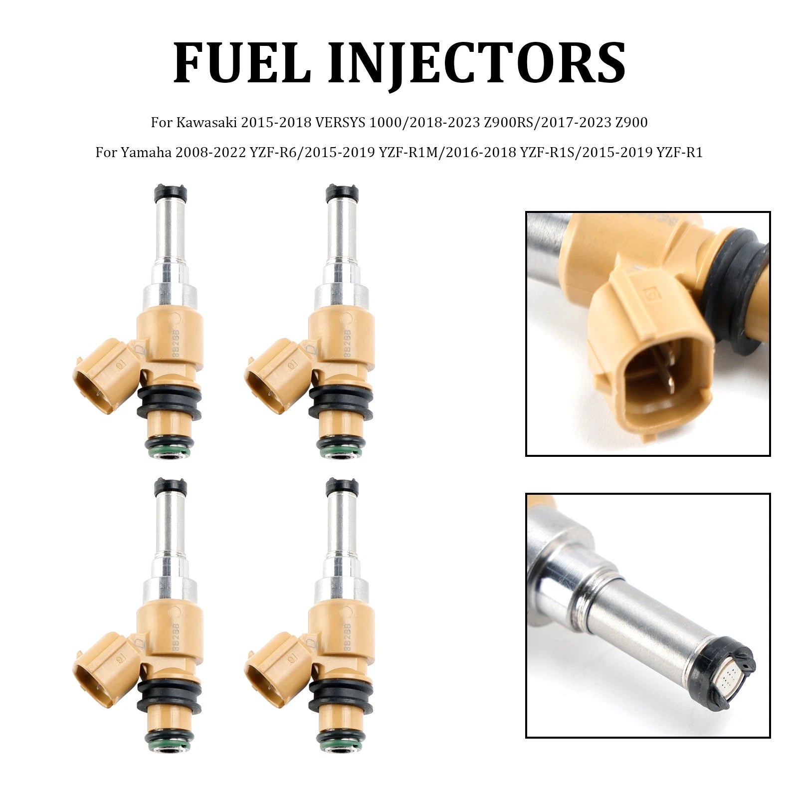 Set of 4 Fuel Injectors 49033-0034 297500-0640 2C0-13761-00-00 for Yamaha YZF R1 R6 (1998–2023)