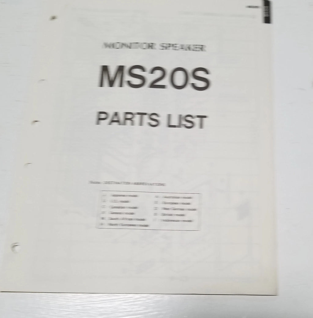 Yamaha MS202S Monitor Speaker Service Manual and Parts List