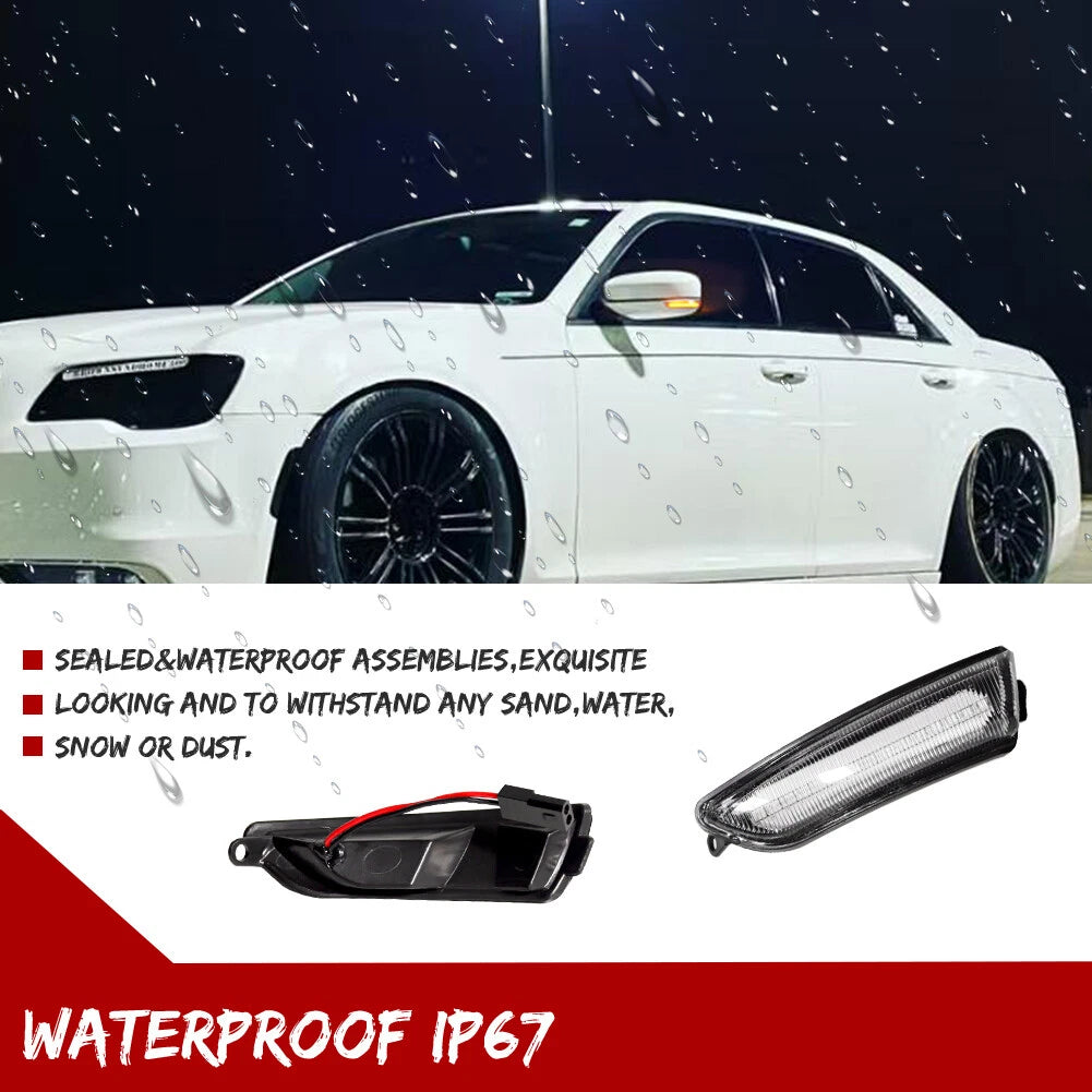 2X Amber LED Side Mirror Turn Signal Lights for Chrysler 300 (2011–2023)