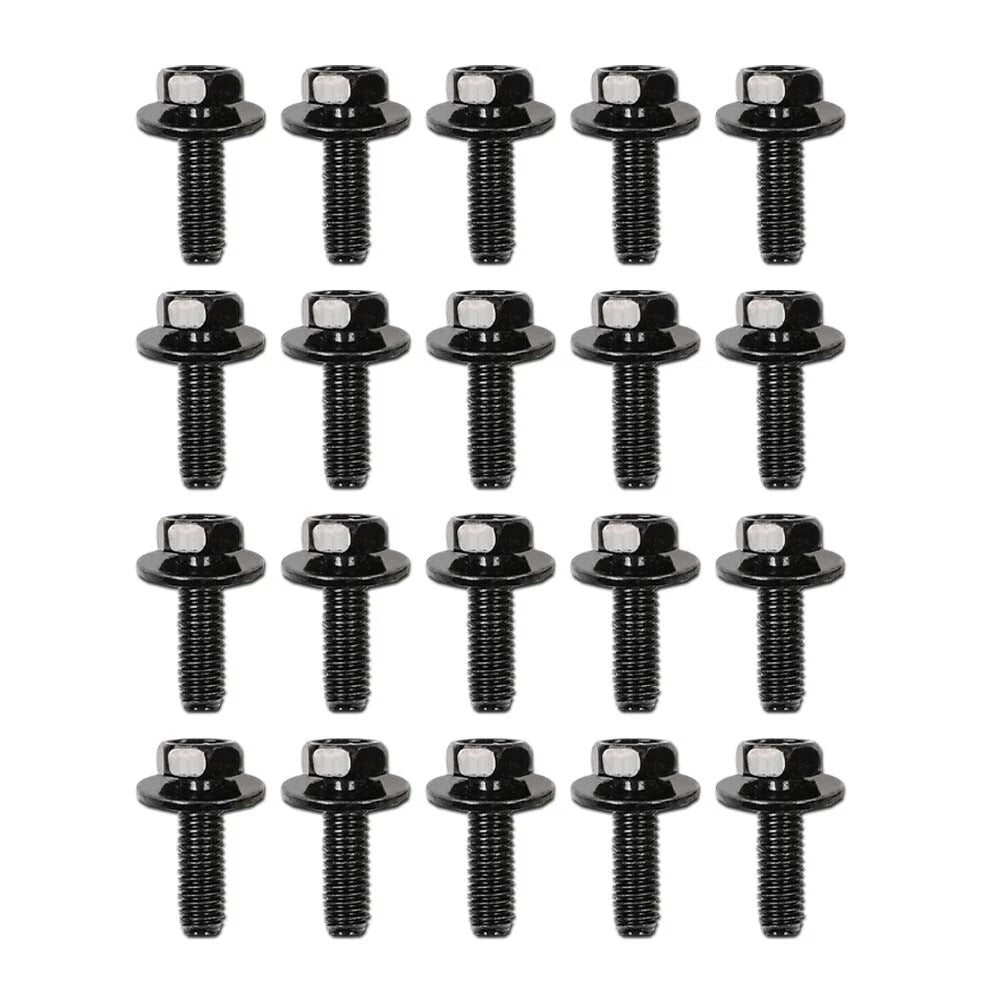 Set of 20 Body Bolts for Honda (M6-1.0 x 20mm, 10mm Hex, 17mm Washer)