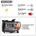 Halogen Headlight LED DRL Projector for GMC Canyon (2015–2022)