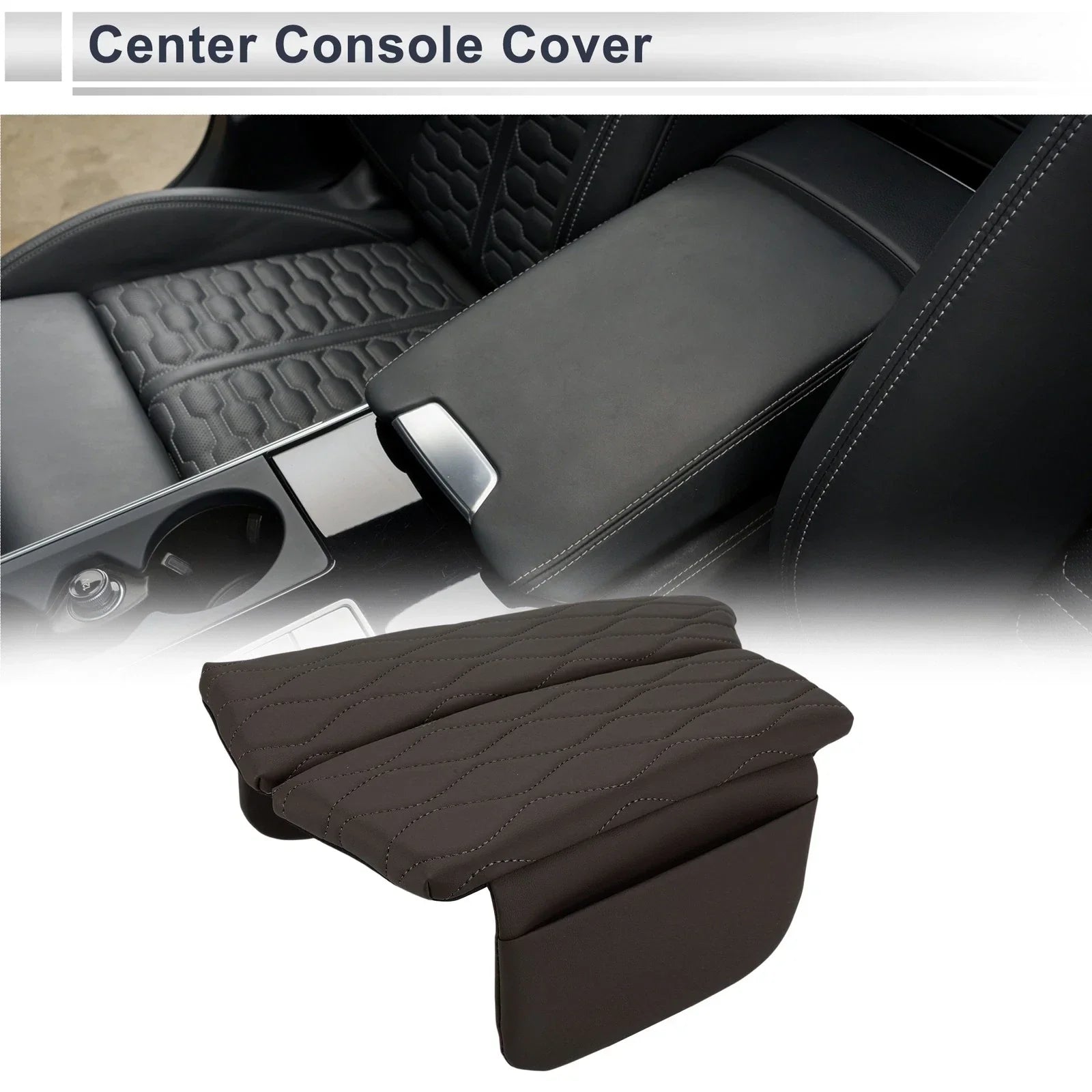 Center Console Cover with Storage Bag for BMW 5 Series (2011-2017) Dark Brown
