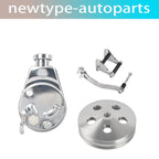 SBC Chrome Power Steering Pump Kit with Bracket & Pulley for SB Chevy