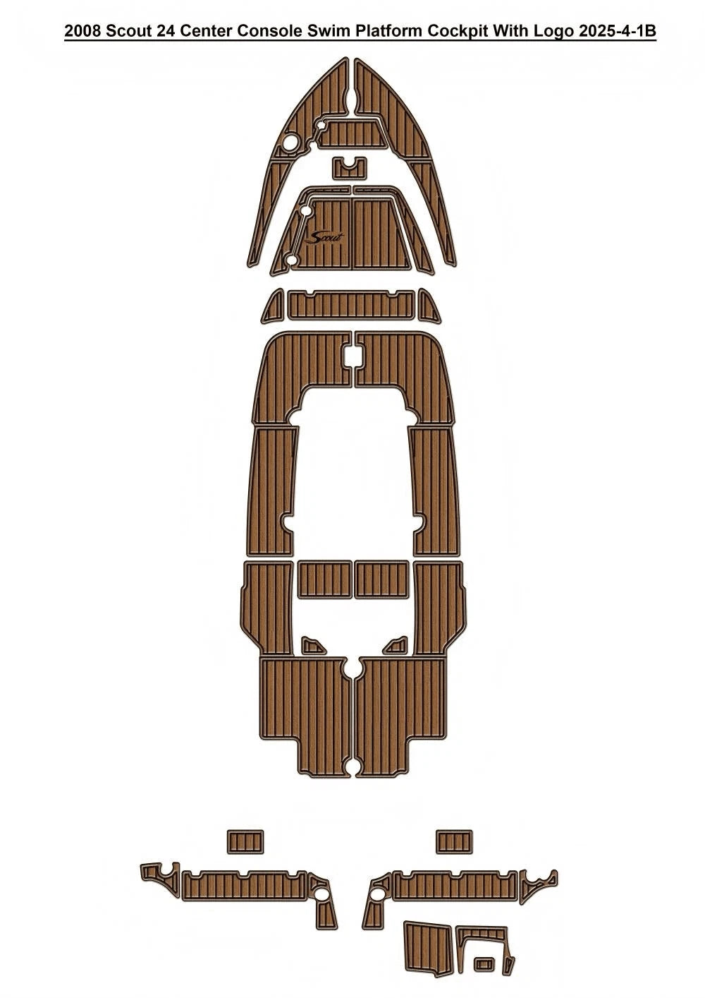 EVA Pads for Scout 24 Center Console (2008) - Teak Flooring