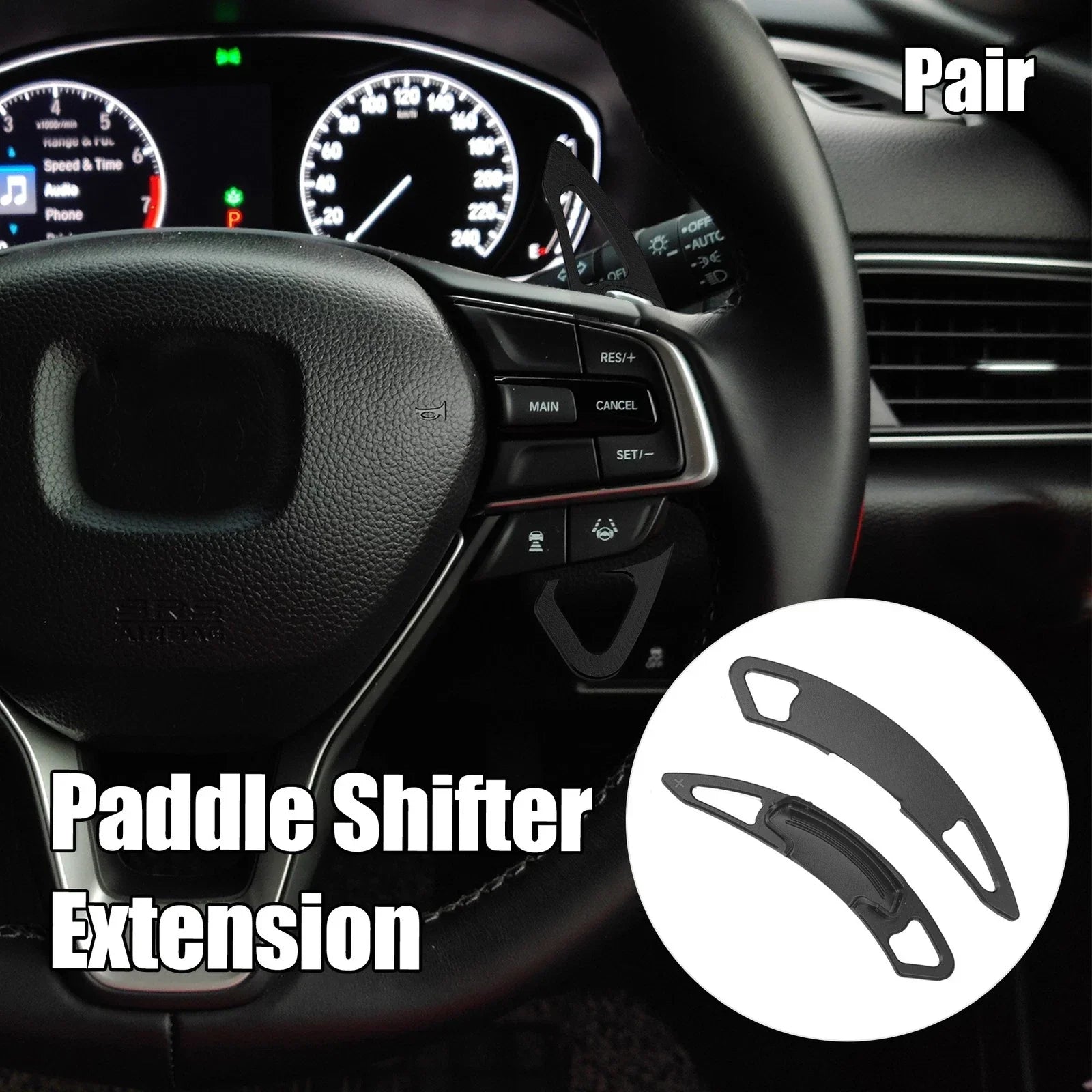 Paddle Shifter 2 x Aluminum Alloy Black for Honda Spirior Odyssey (2015-2018)