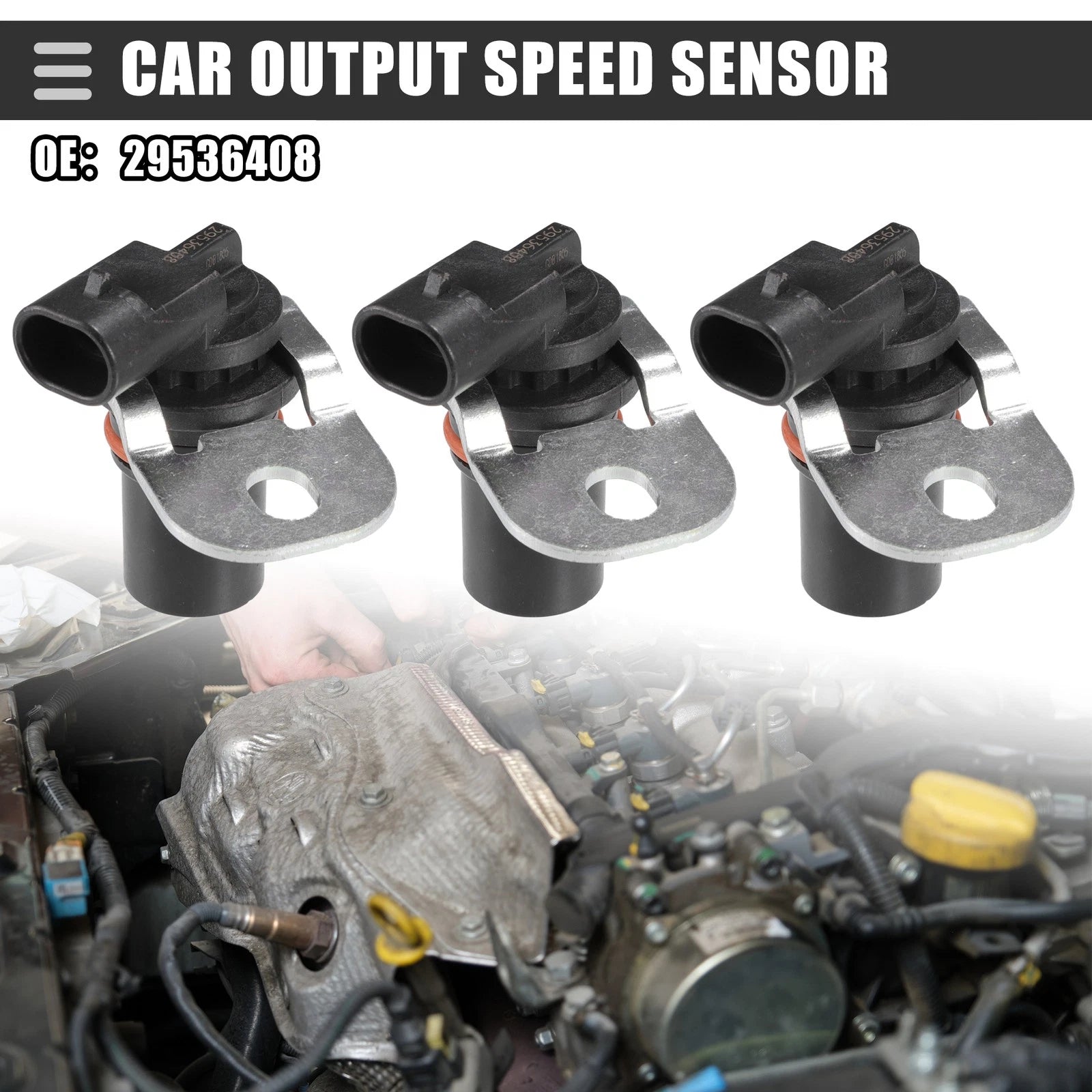 Set of 3 Speed Sensors for GMC Sierra 1500 (2002–2010) No. 29536408 Black