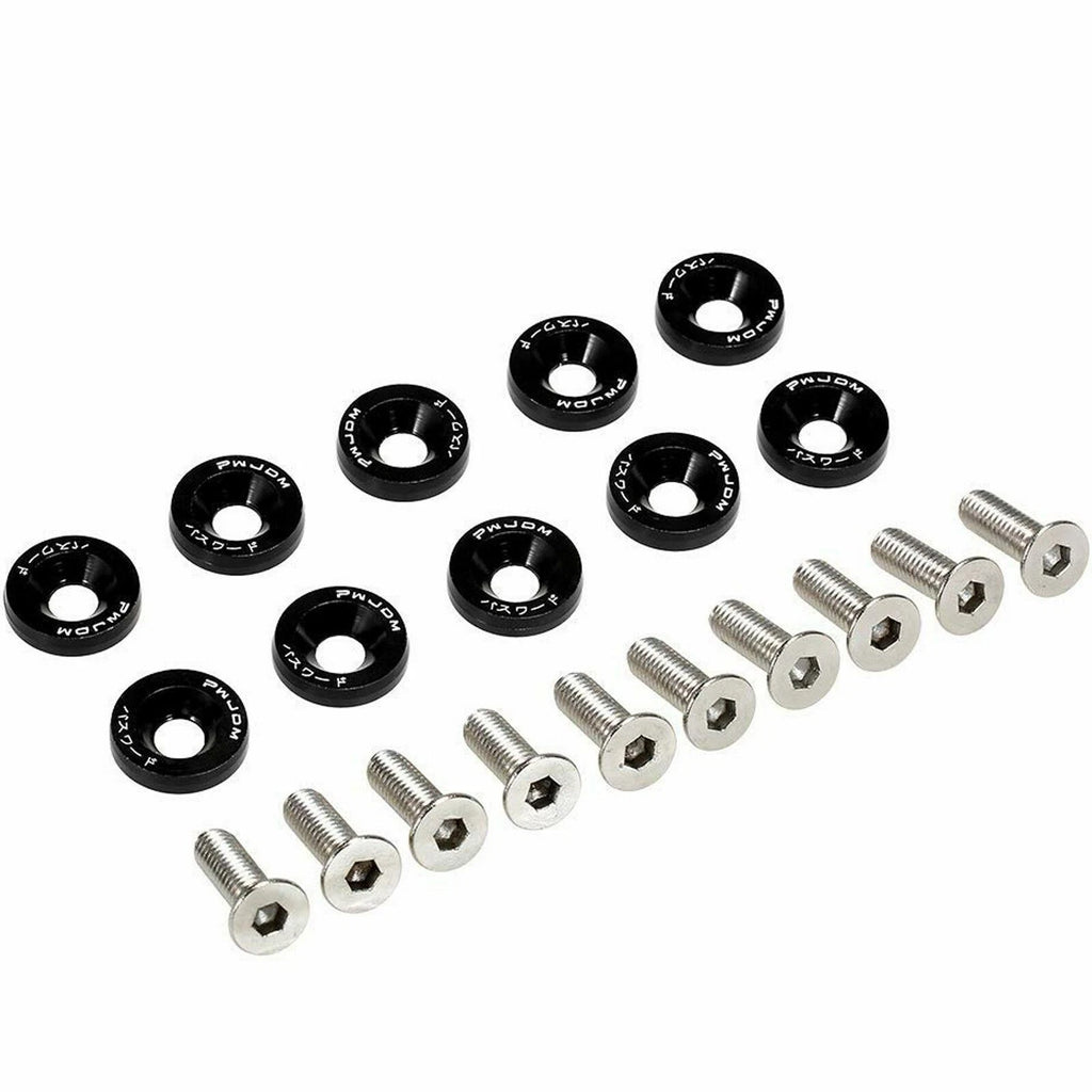 Black Billet Alloy Front Bumper Washer Bolt Bay Dress Decor Kit for Audi (2013-2018)