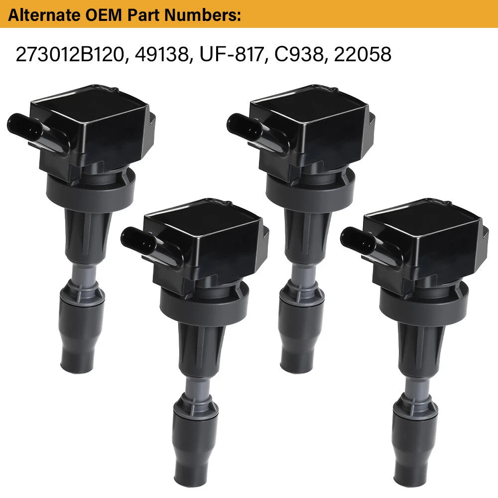 Set of 4 Ignition Coils & Iridium Spark Plugs for Hyundai Veloster (2015–2020) UF817
