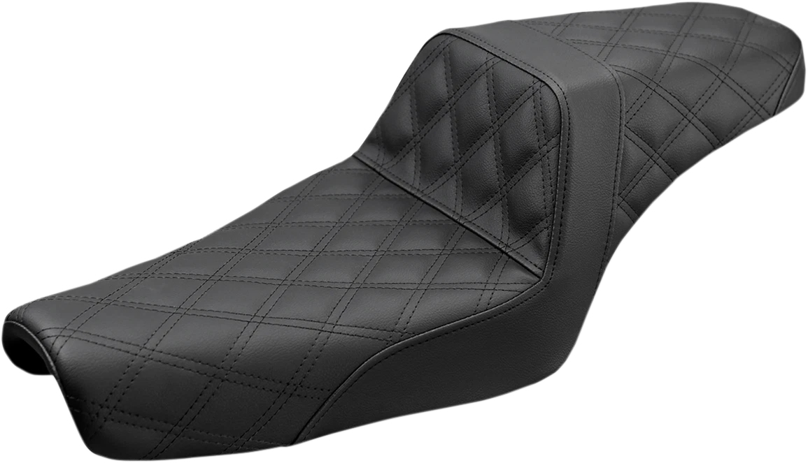 Saddlemen Step Up Seat for Harley Davidson XL (2004–2021) - Black Lattice Stitched
