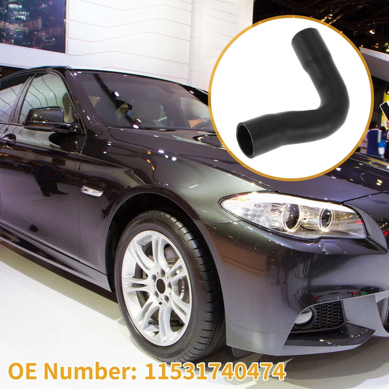 Radiator Hose for BMW 5er E39 523i 528i (1995–2000) No. 11531740474 Rubber Black