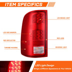 Pair of Full LED Tail Lights for GMC Sierra (2007–2014)