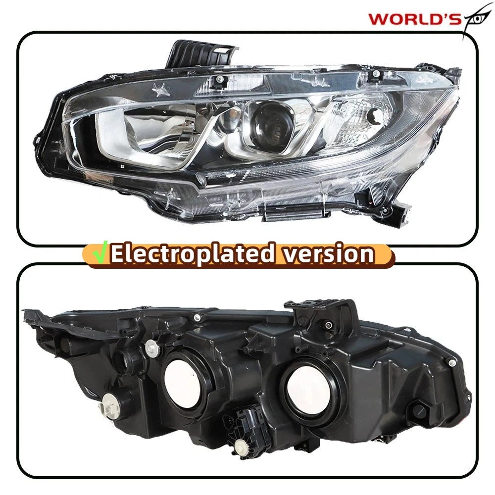 Halogen Headlight for Honda Civic (2016–2018) Chrome Driver Left