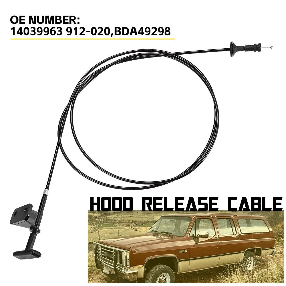 Hood Release Cable w/ Handle for Chevy Suburban GMC V2500 (1981–1991)