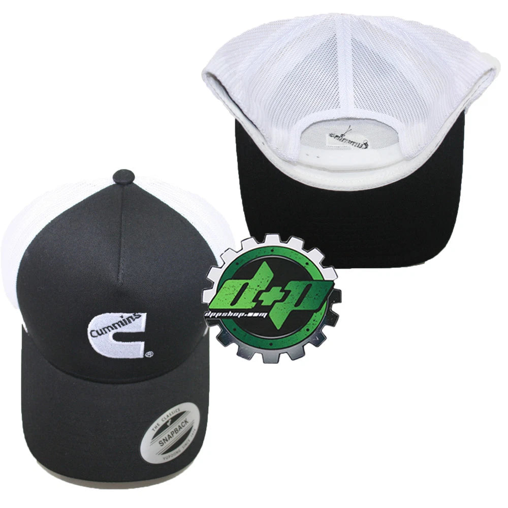 Cummins Snapback Trucker Hat Cap - Black/White Mesh Logo