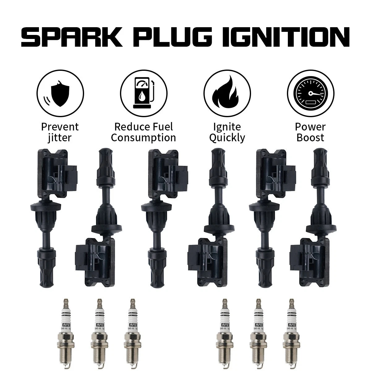 6X Ignition Coil + Spark Plugs for Infiniti J30 (1993–1997) Nissan 300ZX (1990–1996) 3.0L