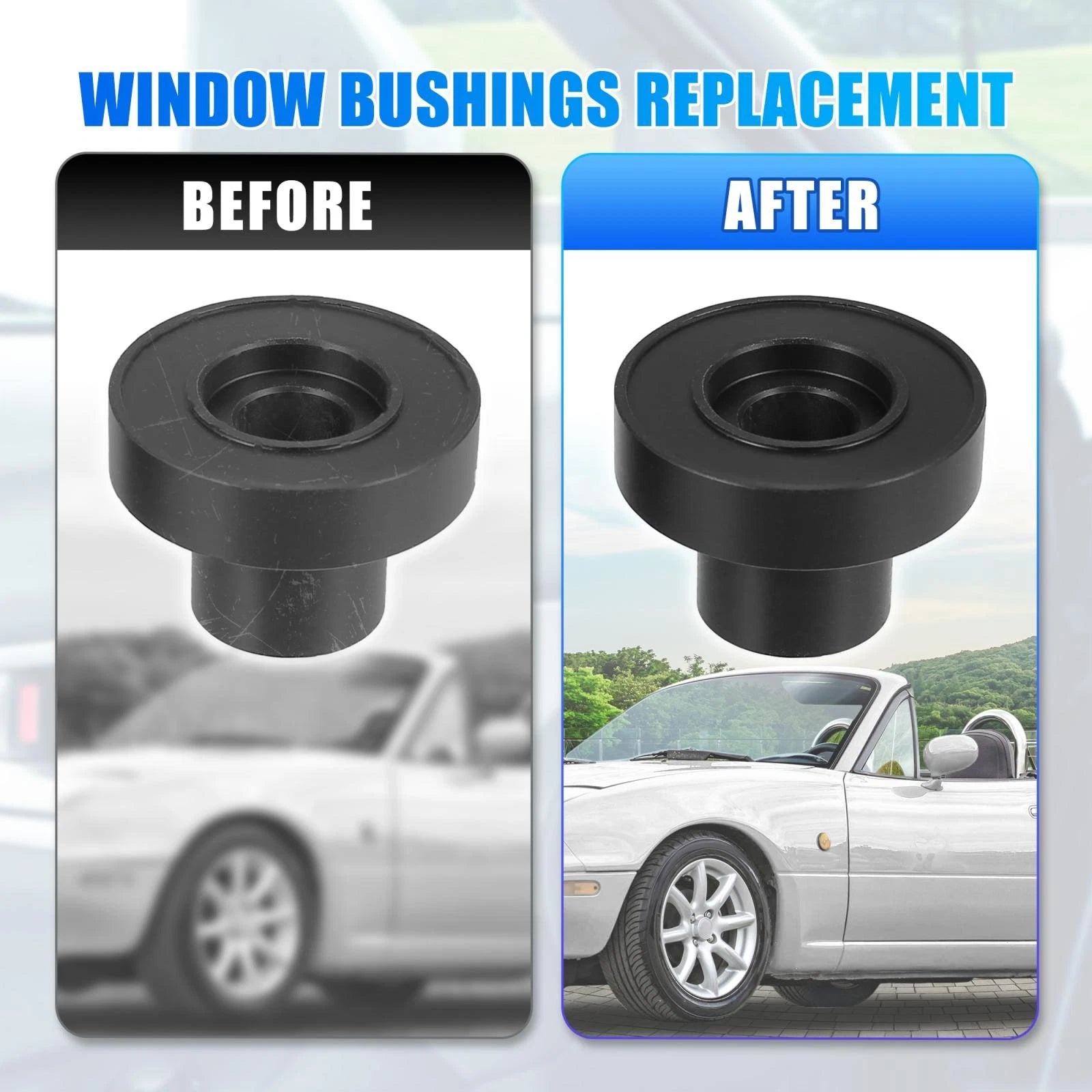 Set of 1 Car Window Bushings Kits for Mazda Miata (1990–2005) 909-925 Black