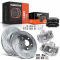 Front Drilled Brake Rotors & Pads with Calipers for Toyota RAV4 Scion (2010–2015)