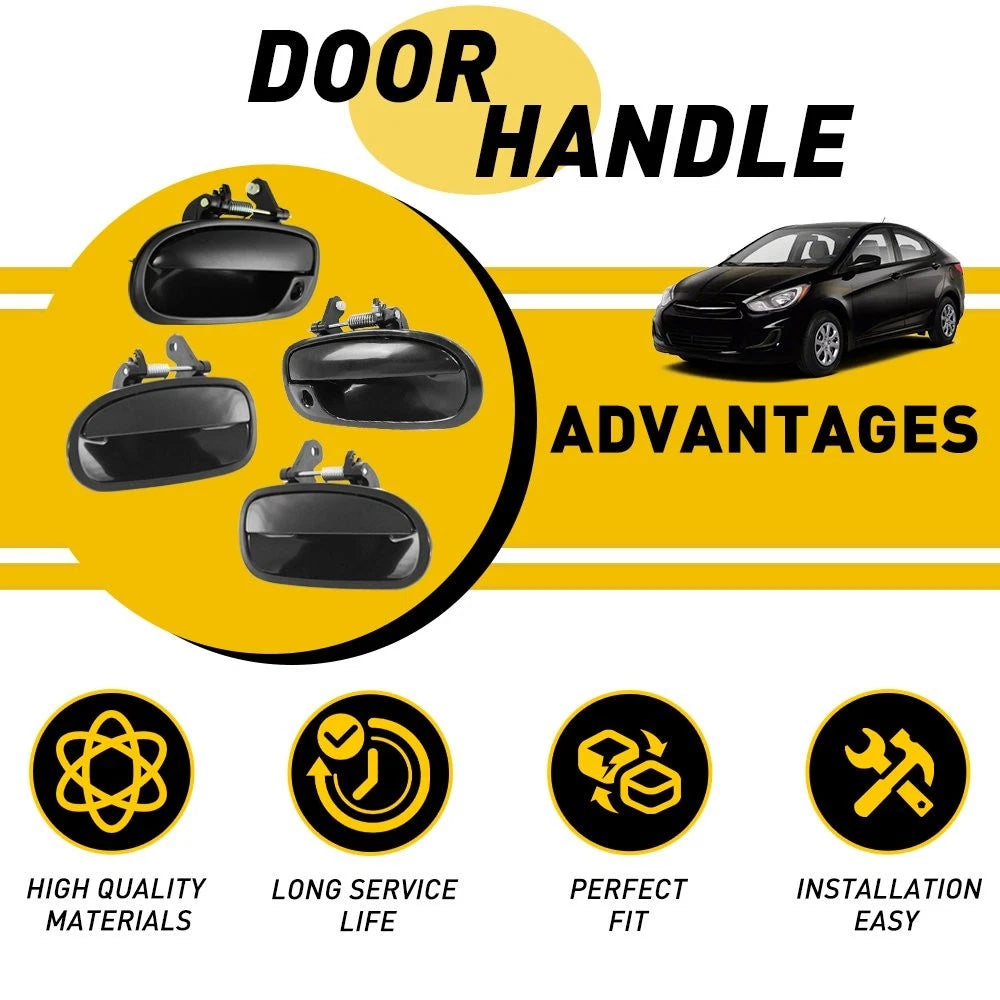 Outside Door Handle for Honda Civic (1996–2000) Right Rear Smooth Black