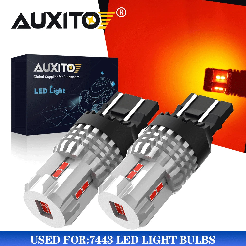 2X 7443 7440 LED Red Brake Tail Stop Light Bulbs for
