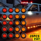 Set of 2 Round LED Marker Lights for Pickup Truck Trailer (3/4")