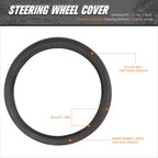 Steering Wheel Cover for Universal Fit (14.5-15") - Perforated Leather, Red Stitch