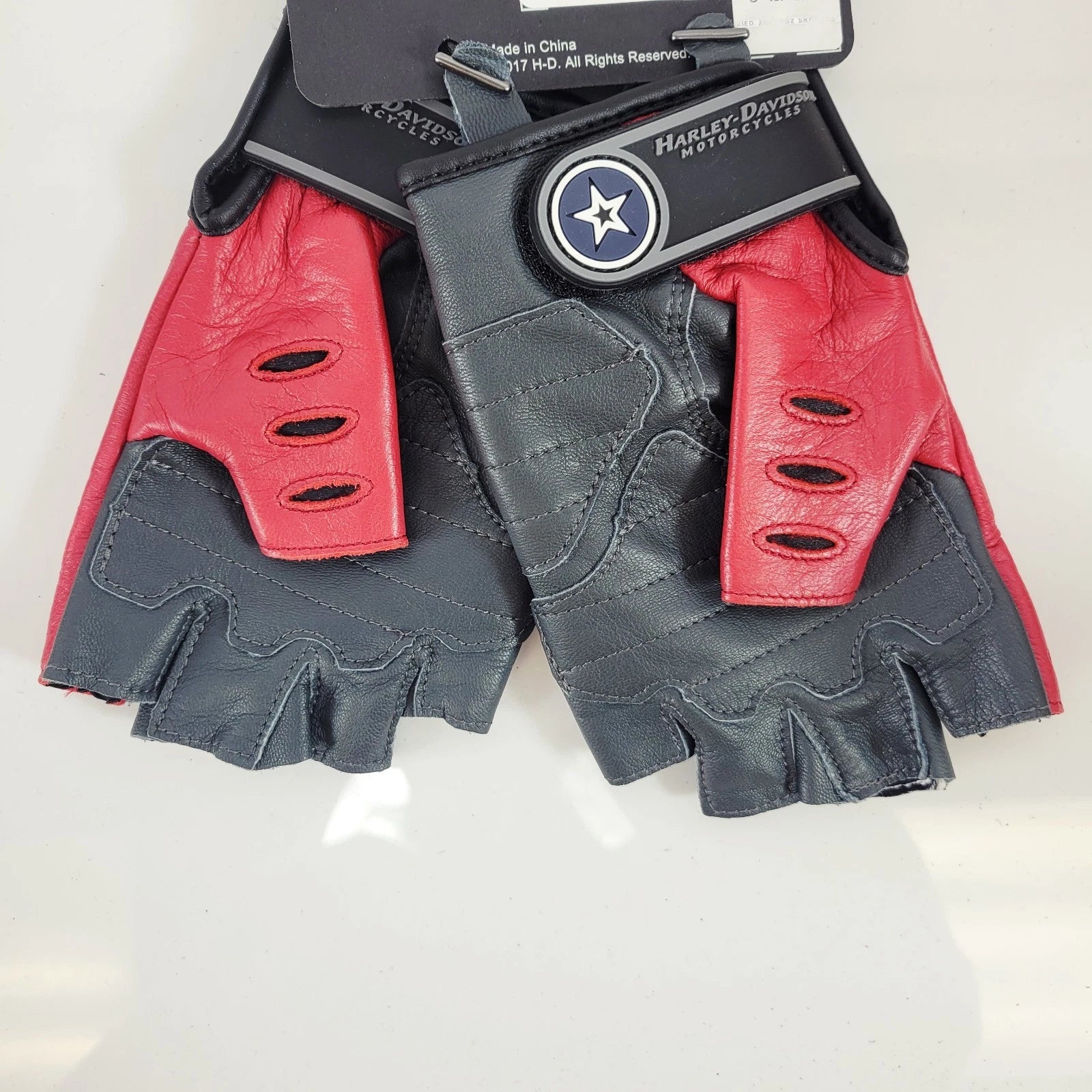 Patriot Fingerless Leather Reflective Gloves for Harley-Davidson (2019)