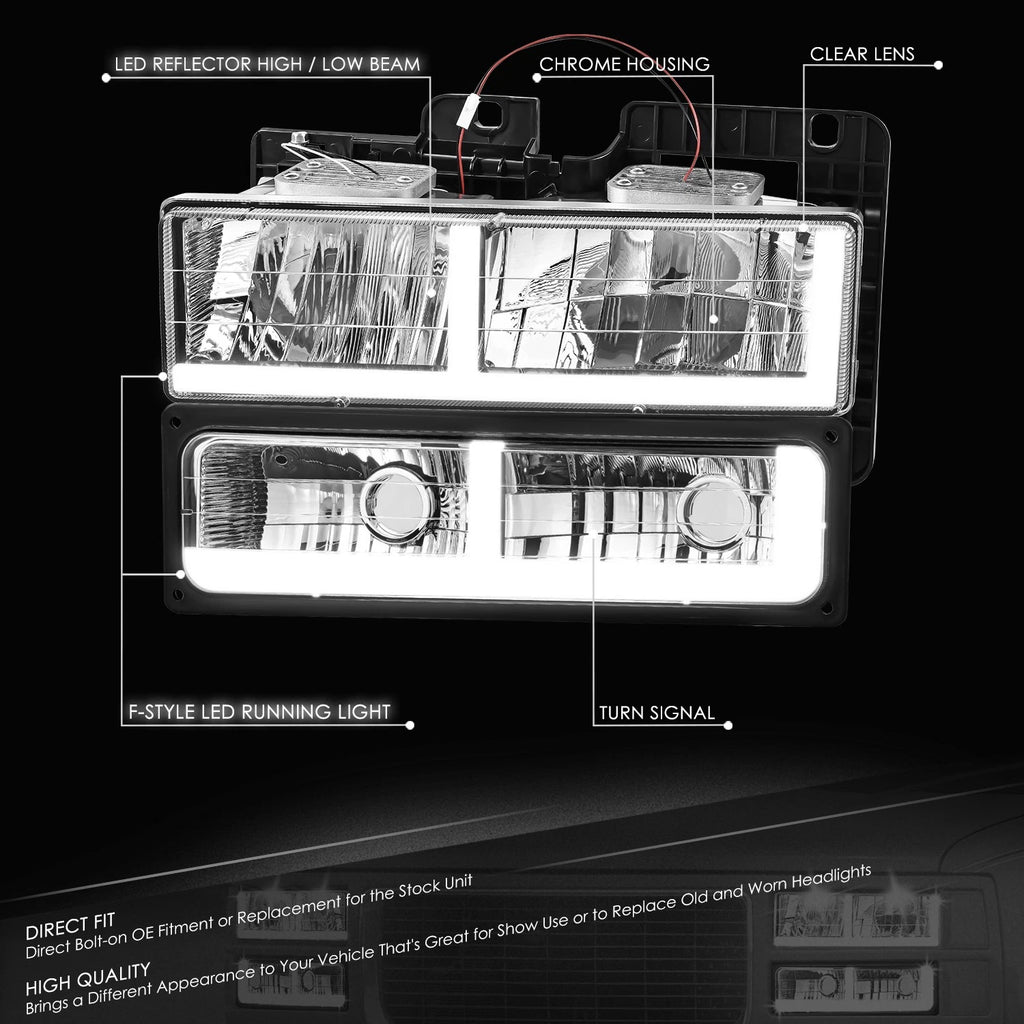 LED Headlight & Bumper Turn Signal Lamp for Chevy GMC C/K (1988–2000)