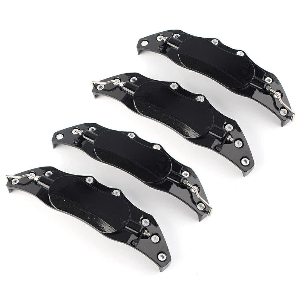 Set of 4 Brake Disc Caliper Covers for Universal Fit 10.5" Black Metal