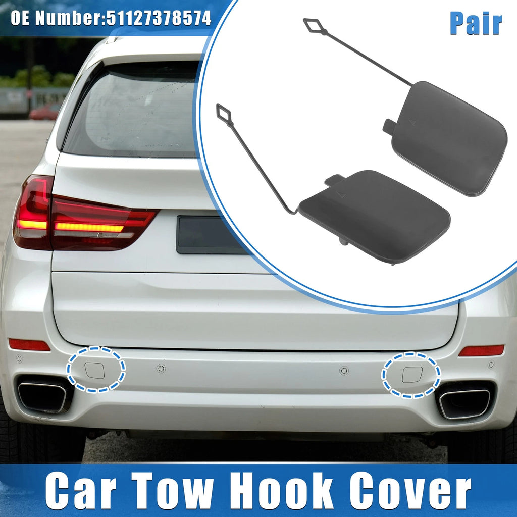 1 Pair Rear Tow Hook Eye Hole Cover Cap for BMW X5 (2016–2018) Gray