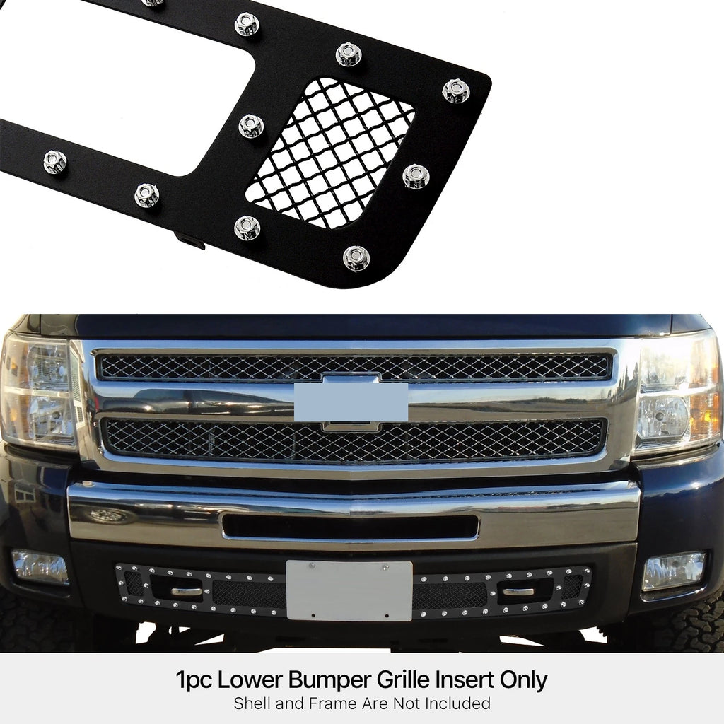 Stainless Black Mesh Rivet Grille for Chevy Silverado 1500 (2007-2013)