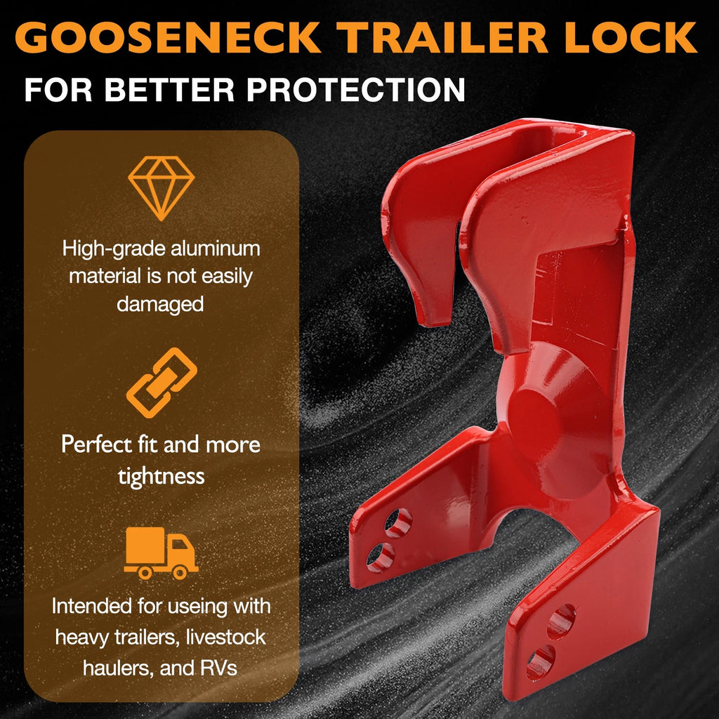 Gooseneck Trailer Hitch Lock for RV Trailers (Heavy Duty, Red)