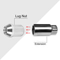 Set of 20 M12X1.5 Silver JDM Closed End Acorn Hex Wheel Lug Nuts + Extension 25mmx35mm