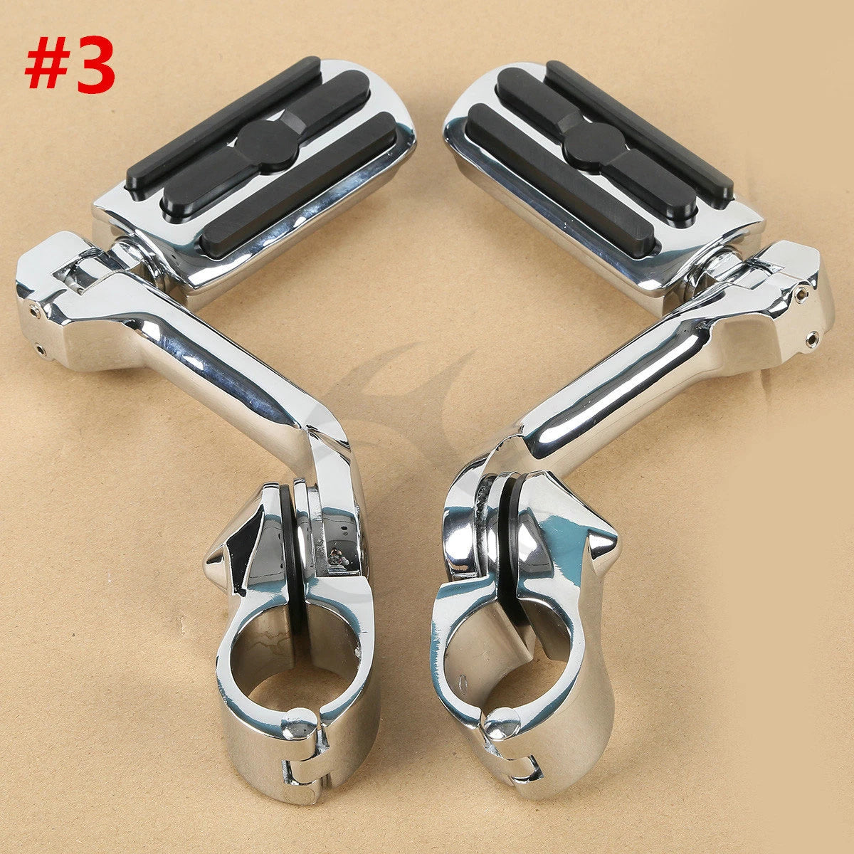 Chrome 1.25" 32mm Long Angled Adjustable Highway Foot Pegs for Harley